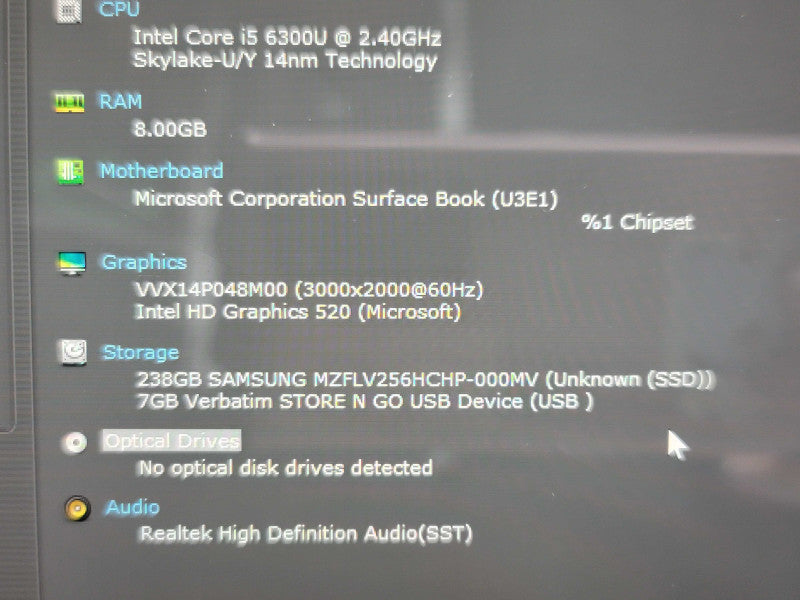 Microsoft Surface Book | i5-6300U| 8GB DDR3| 256GB SSD PARTS/REPAIR  ÃŽÂ² BudLap