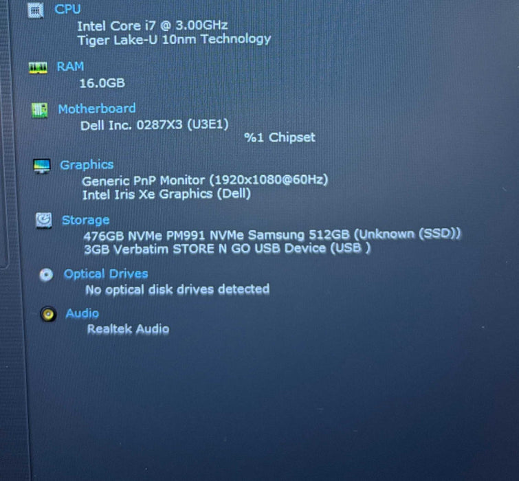 Dell Latitude 5520 Intel Core i7-1185G7@3GHz 16GB RAM 512GB SSD READ!  Lap200
