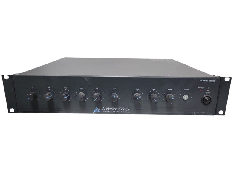 Australian Monitor AMIS250 250W, 6 Channel Mixer Rack Mount Amplifier, READ _