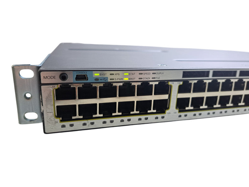 Cisco WS-C3750X-48P-S | 48-Port Gigabit PoE+ Switch | C3KX-NM-1G, 1x 715W AC