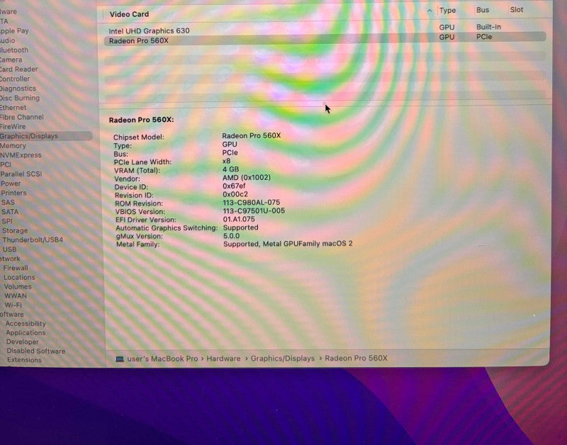 Apple MacBook Pro 15" 2019 Touch Bar i9-9880H RADEON PRO 560X 16GB RAM 512SSD