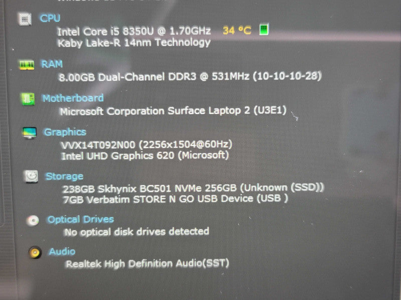 Microsoft Surface Laptop 2 13"| i5-8350U| 8GB DDR3| 256GB SSD  β BudLap