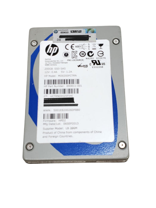 200GB SAS 2.5" 15mm HP SSD - 690811-001 / MO0200FCTRN Q+