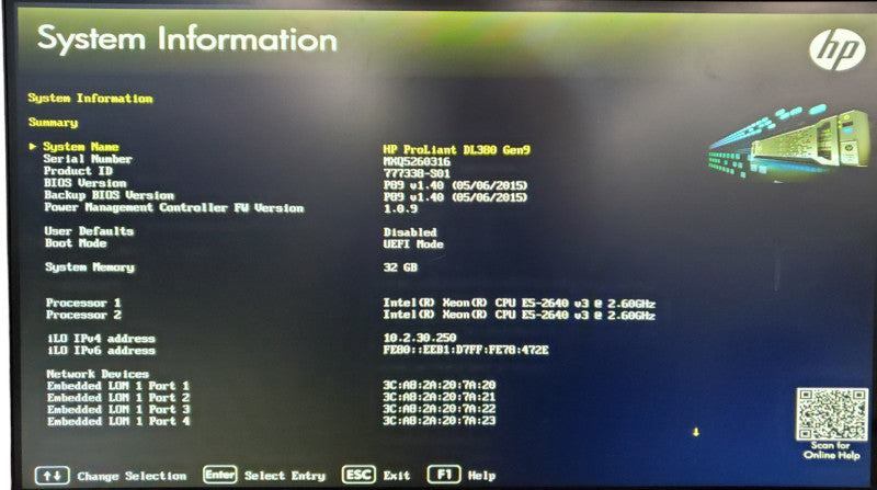 HP ProLiant DL380 | 2x Xeon E5-2640 v3 | 32GB DDR4 | No HDD | P440ar