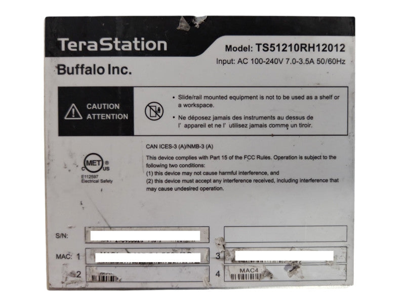Buffalo TS51210RH12012 12-Bay NAS Server, No HDD, No Caddies
