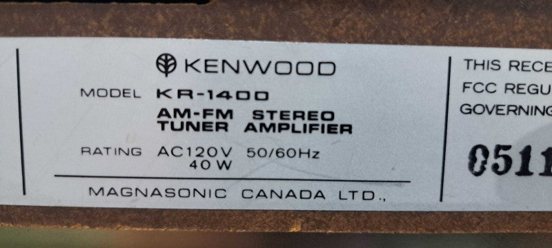 Vintage Kenwood KR-1400 Solid State AM/FM Stereo Receiver