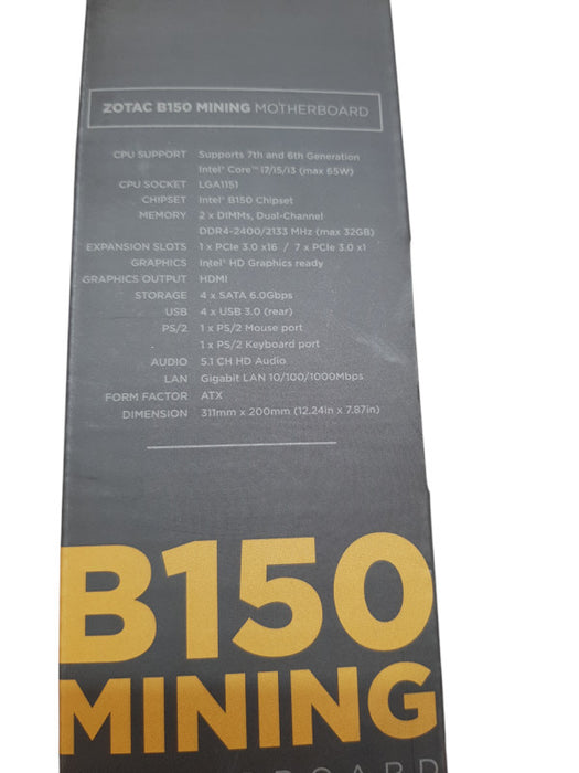 Open Box ZOTAC B150 Mining Motherboard, LGA1151 ATX, DDR4, PCIEX16