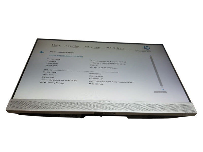 HP EliteOne 800 G4 AiO 23.8'' Intel i5-8500@3.0GHz 8GB DDR4 No-HDD/Stand