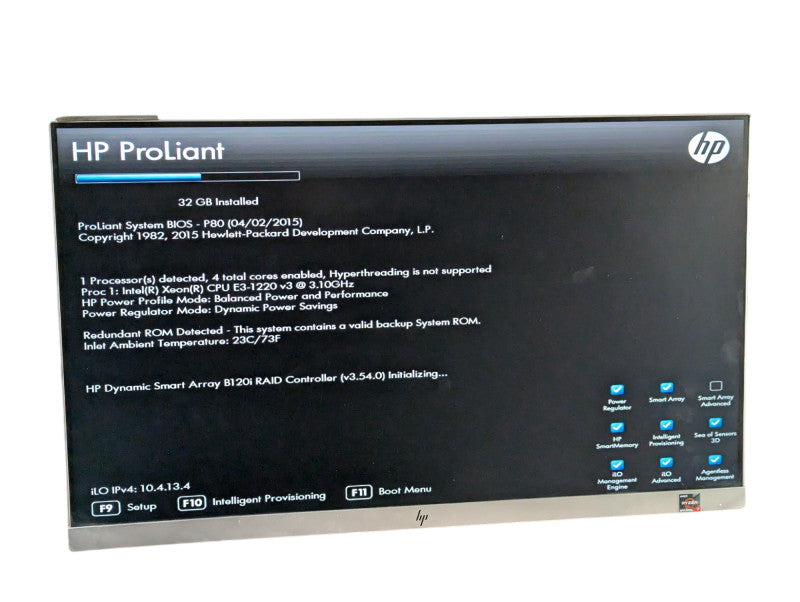HP ProLiant DL320e gen8 v2 Intel Xeon E3=1120 v3 @ 3.10Ghz 32GB RAM B120i Q-