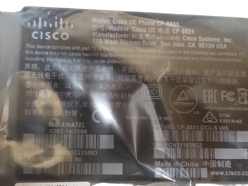 Open-Box Cisco CP-8831-K9 Unified IP Conference Phone Base w/ Control Unit Q_