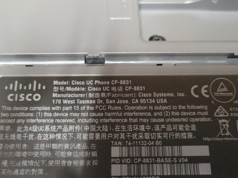 Open-Box Cisco CP-8831-K9 Unified IP Conference Phone Base w/ Control Unit Q_