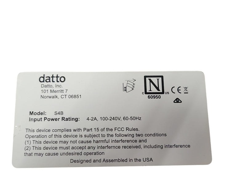 Datto S4B1 Xeon D-2123IT SR3ZW 2.2GHz, 8GB, 4x 2.5" HDD Trays, READ _
