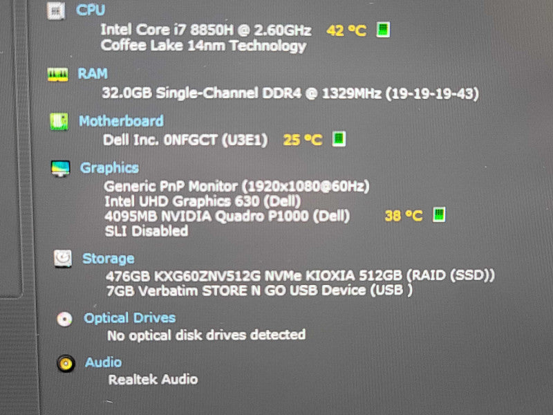Dell Precision 5530| i7-8850H| 32GB DDR4| Quadro P1000| 512GB SSD | NO BATERY β Lap200