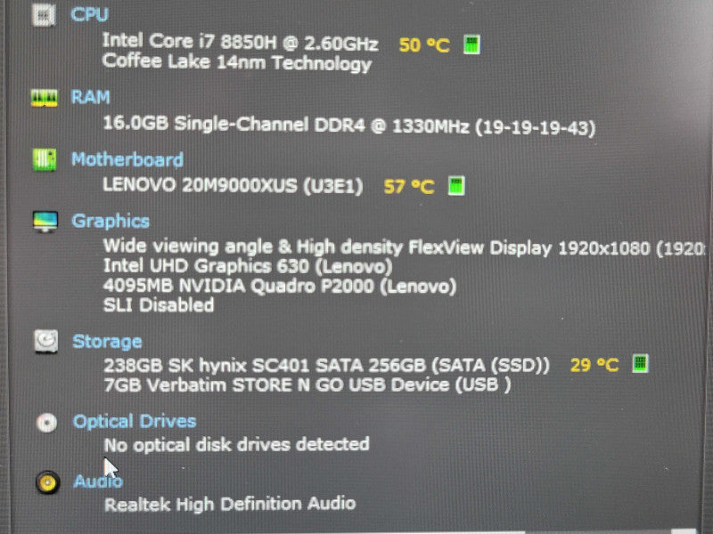 Lenovo ThinkPad P52| i7-8850H| 16GB DDR4| Quadro P2000| 256GB SSD  β Lap200