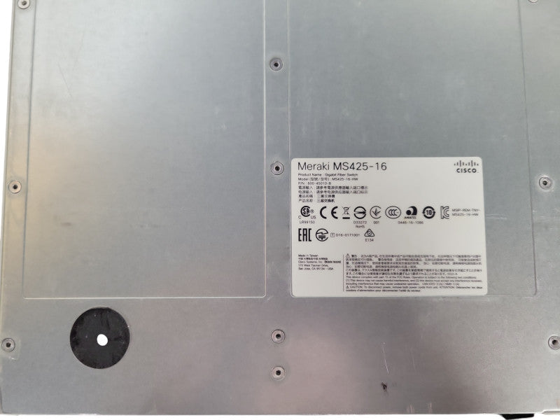 Cisco Meraki MS425-16-HW | 16-Port 10G SFP+, 2x 40GB QSFP+ Unclaimed Cloud Sw !