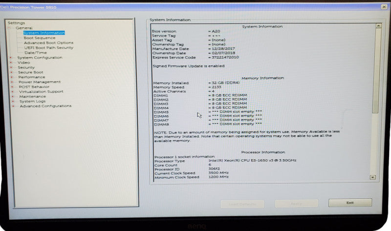 Dell Precision T5810 | Xeon E5-1650 v3 | 32GB DDR4 | No HDD