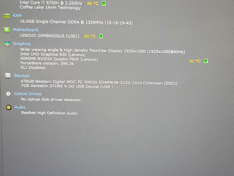 Lenovo ThinkPad P72| i7-8750H| 16GB DDR4| Quadro P600| 256GB SSD  β Lap200