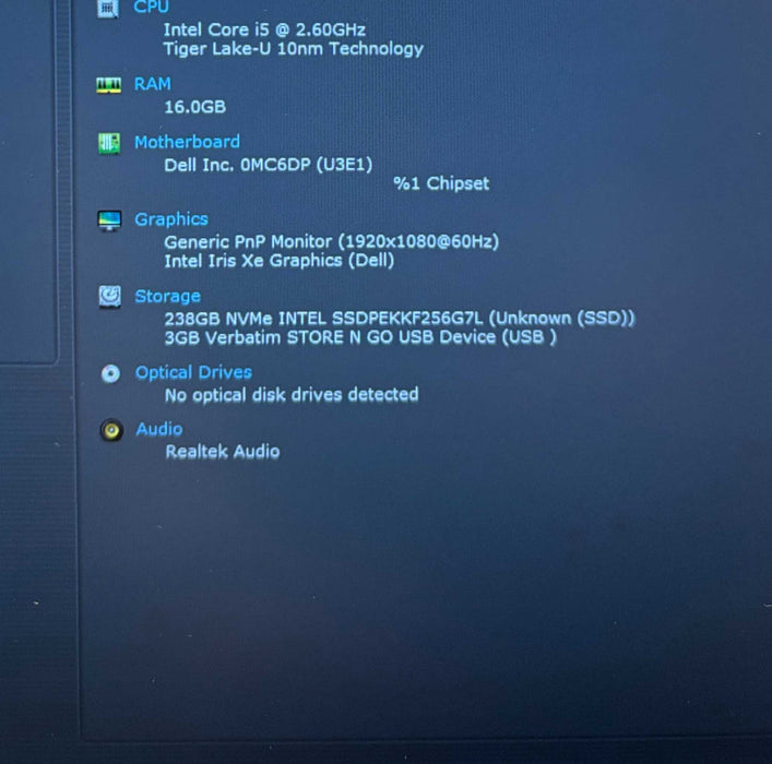Dell Latitude 3420 Intel Core i5-1145G7@2.6GHz 16GB DDR4 RAM 256GB SSD READ  Lap200