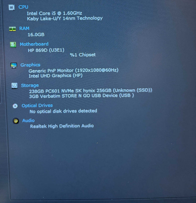 HP ProBook 440 G7 Intel Core i5-10210U@1.6GHz 16GB DDR4 RAM 256GB NVMe SSD  Lap200
