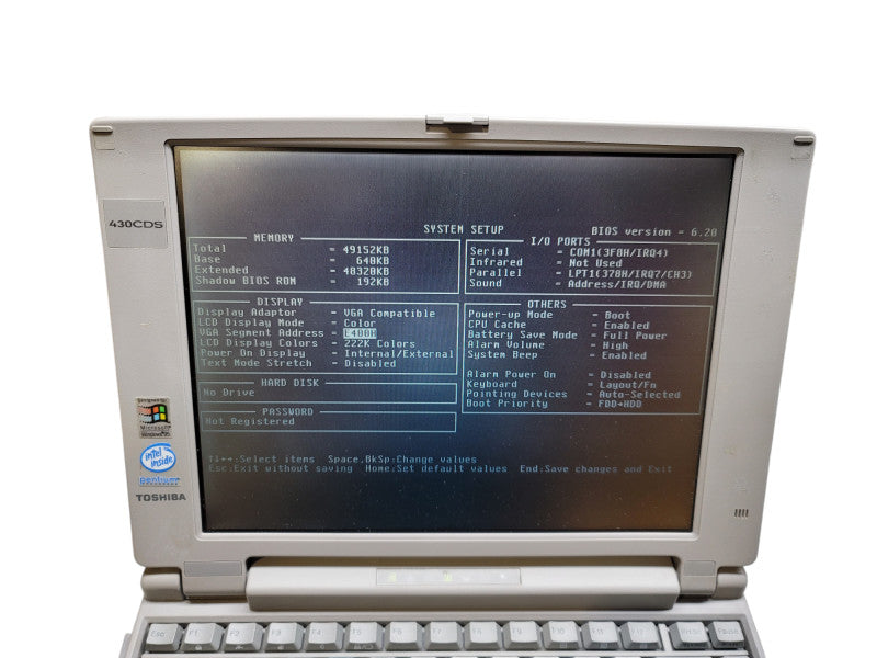 VINTAGE Toshiba Satellite Pro 430CD | Pentium | 49 MB RAM | NO HDD  β