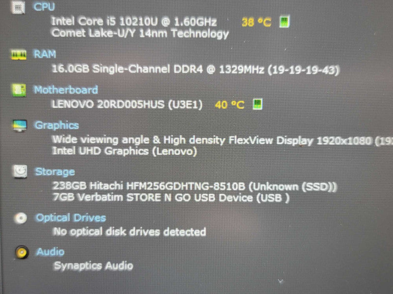 Lenovo ThinkPad E15 | i5-10210U| 16GB DDR4| 256GB SSD No Ac/ READ β Lap200