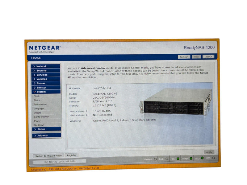 NETGEAR ReadyNAS 4200 v2 12 bay Network Attached Storage with 2x 4TB HDDs  -