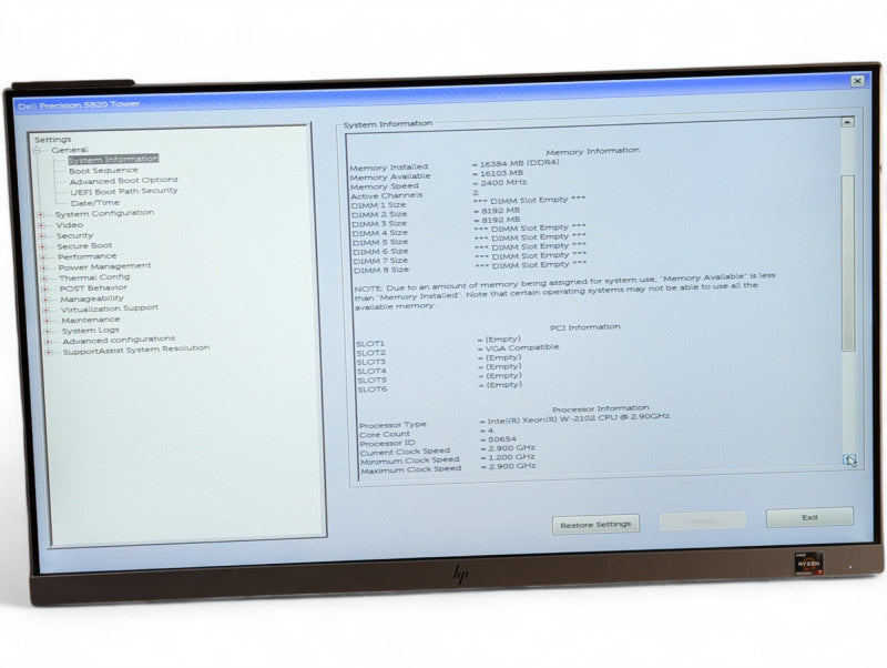 DELL Precision Workstation 5820 Intel Xeon W-2102 16GB RAM Quadro 400  Q-