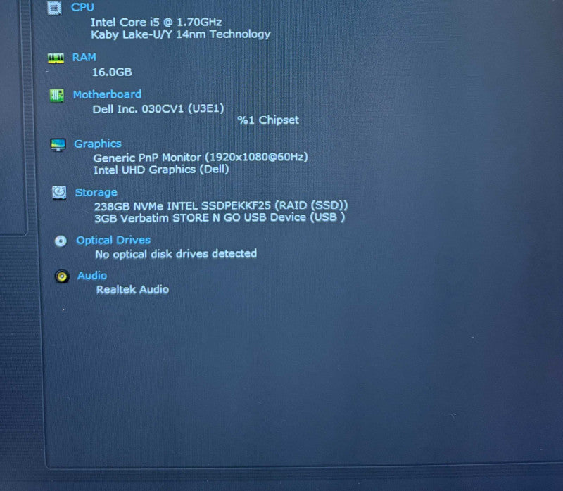 Dell Latitude 5410 Intel Core i5-10310U@1.7GHz 16GB DDR4 RAM 256GB NVMe SSD  Lap200