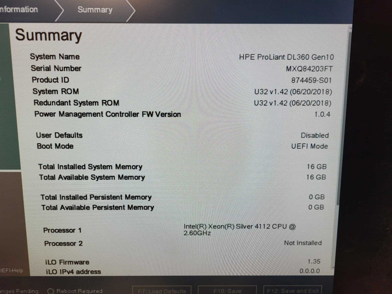 HP Proliant DL360 Gen10 1U 2.5" Silver4112 @ 2.6GHz 16GB DDR4 2x PSU $