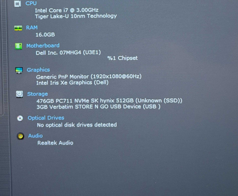 Dell Latitude 7420 Intel Core i7-1185G7@3GHz 16GB DDR4 RAM 512GB NVMe SSD  Lap200
