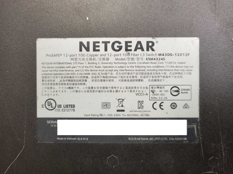 NETGEAR XSM4324S M4300-12X12F 24 Ports Managed Fiber Ethernet Switch Q$