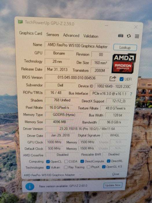 AMD FirePro W5100 4GB PCIE %