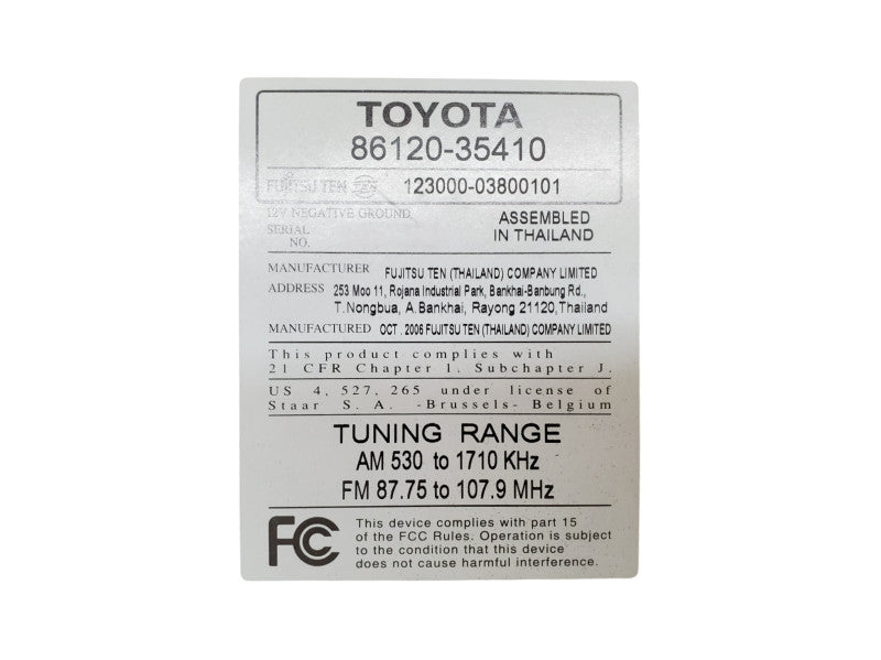 2006-2009 Toyota 4Runner AM/FM Radio CD/MP3 Player Receiver 86120-35410 | *READ*
