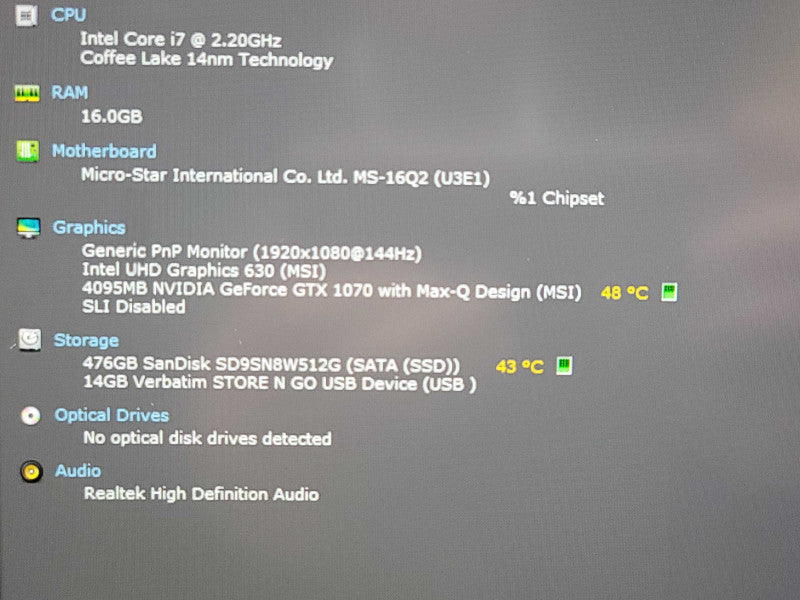 MSI Stealth Thin GS65 | i7-8750H| 16GB DDR4| GTX 1070| 512GB SSD READ β Lap200