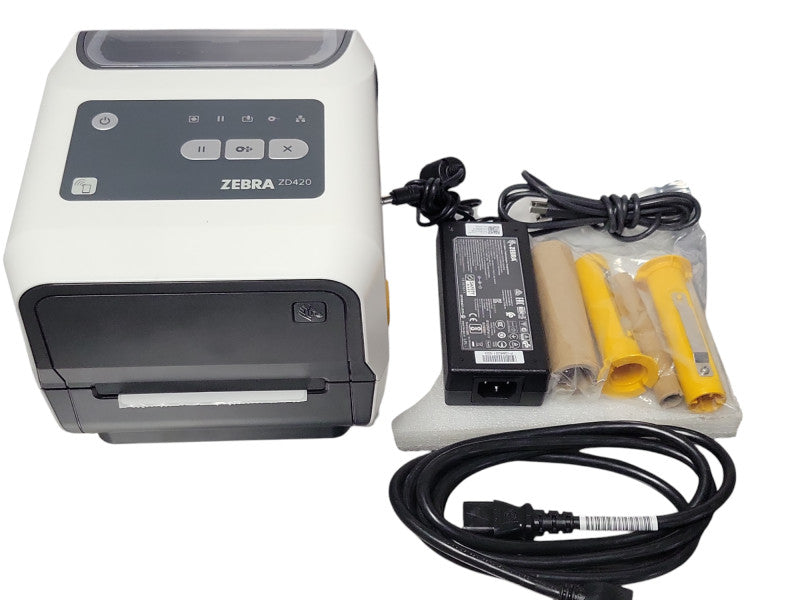 Zebra ZD420 Thermal Label Barcode USB Printer ZD42H42-T01E00EZ w/ AC Adapter Q_
