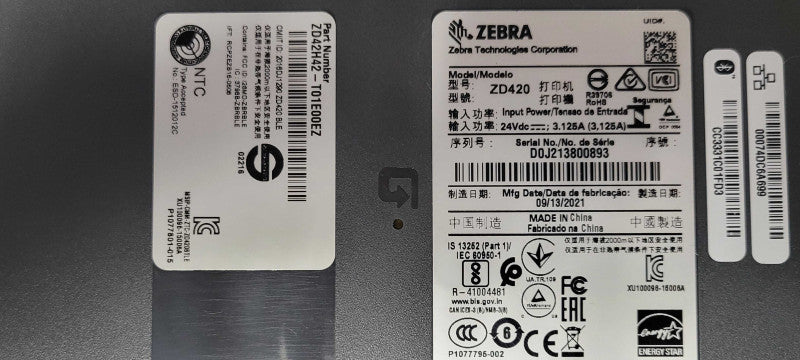 Zebra ZD420 Thermal Label Barcode USB Printer ZD42H42-T01E00EZ w/ AC Adapter Q_