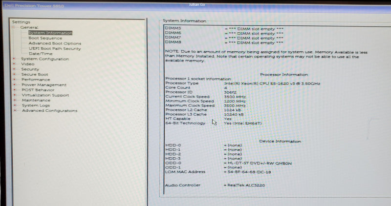 Dell Precision T5810 - Xeon E5-1620 v3 | 32GB RAM | NO HDD |825W PSU Q%