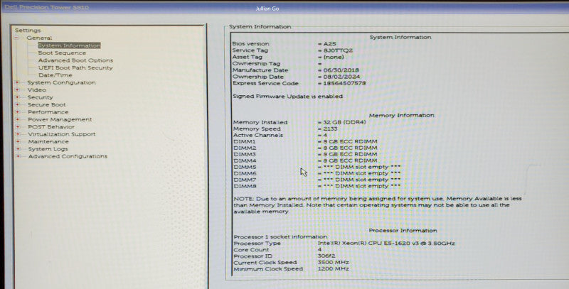 Dell Precision T5810 - Xeon E5-1620 v3 | 32GB RAM | NO HDD |825W PSU Q%