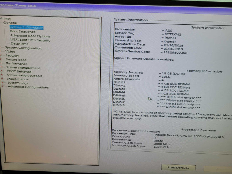 Dell Precision T5810 - Xeon E5-1603 v3 | 16GB RAM | NO HDD |685W PSU Q%