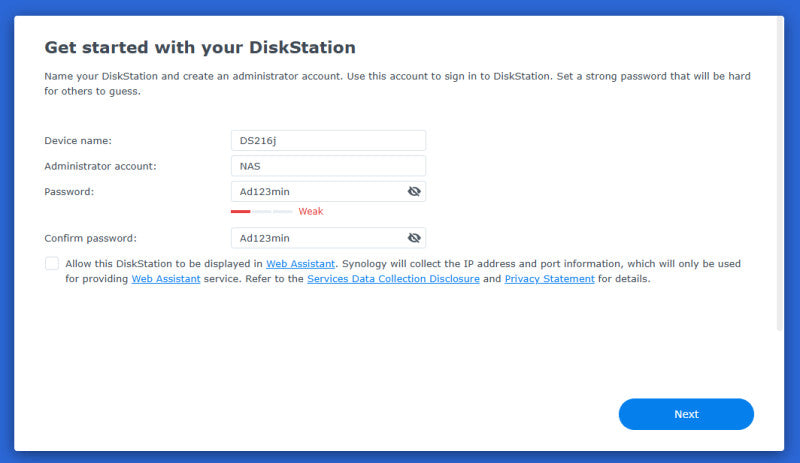Synology DS216j 2 bay NAS DiskStation w/ 8TB (2x 4TB HDDs), No PWR