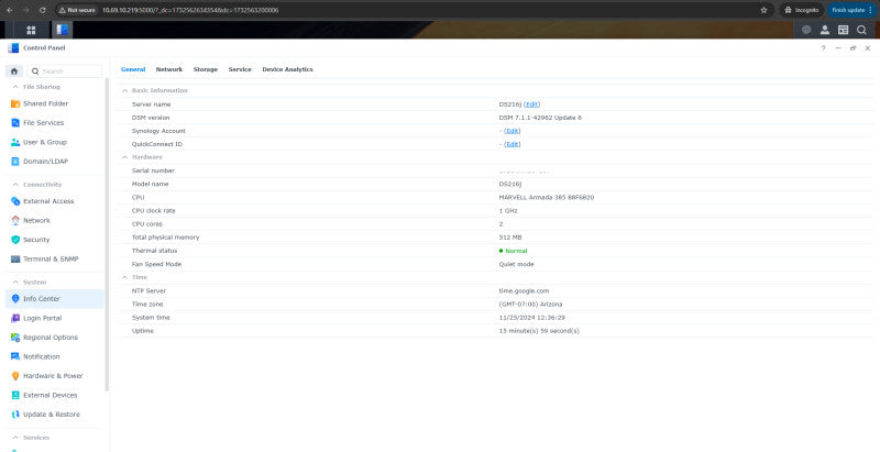 Synology DS216j 2 bay NAS DiskStation w/ 8TB (2x 4TB HDDs), No PWR