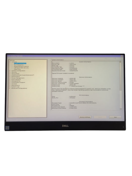 DELL OptiPlex 7460 AIO 24" FHD i5-8500@3.0GHz ,8GB RAM NO- HDD NO- STAND