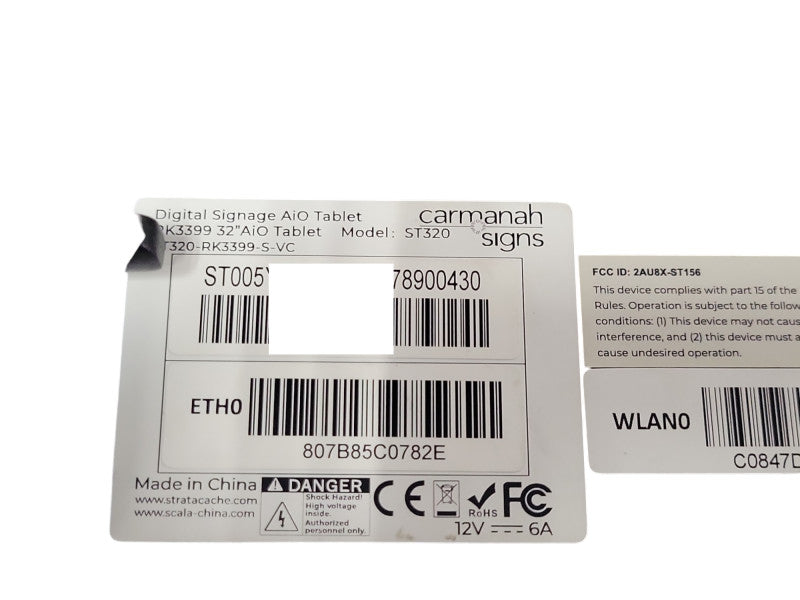 Carmanah signs Digital Signage RK3399 32" AiO Tablet ST320, No SSD/HDD _