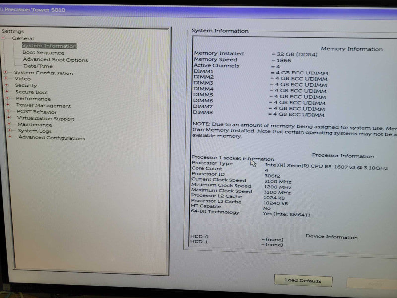 Dell Precision T5810 - Xeon E5-1607 v3 | 32GB RAM | NO HDD | 685W PSU %