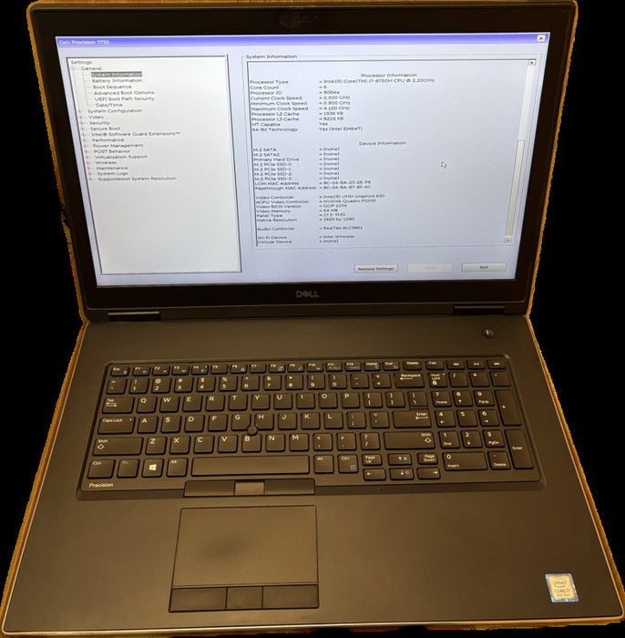 Dell Precision 7730 i7-8750H QUADRO P3200 No Battery For Parts/Repair READ! Q Lap200