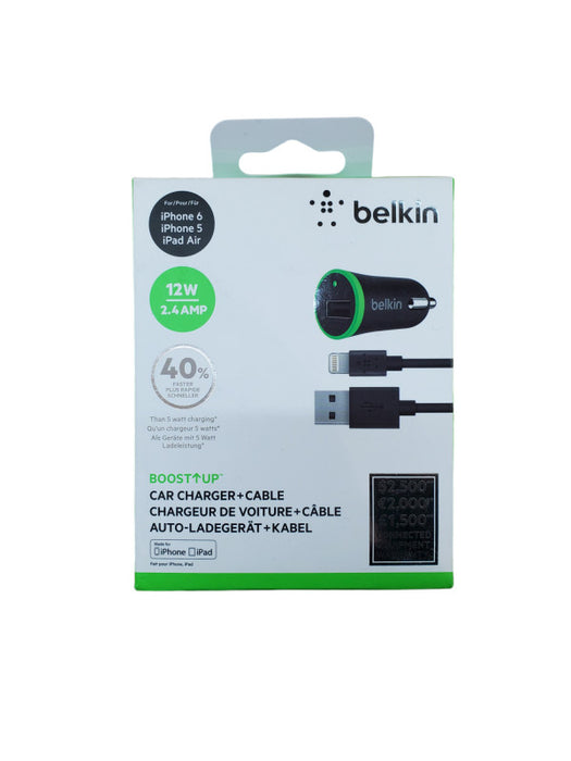 Belkin Car Charger + Cable | w/ 1x Lightning to USB | New Open Box