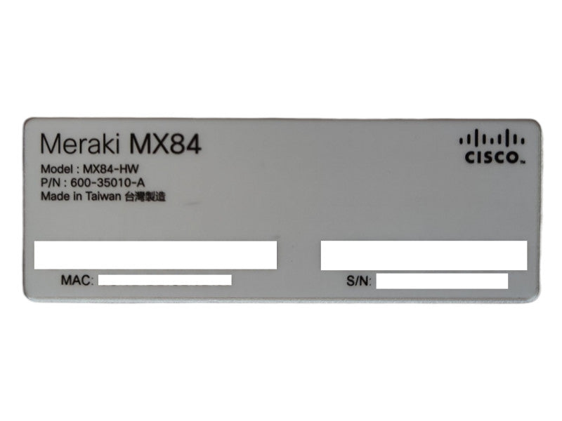 Cisco Meraki MX84-HW Cloud Managed Security Appliance, UNCLAIMED