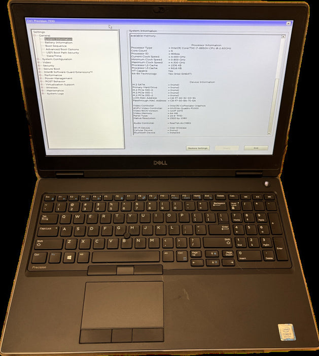 Dell Precision 7530 i7-8850H QUADRO P1000 No Battery For Parts/Repair READ! Q Lap200