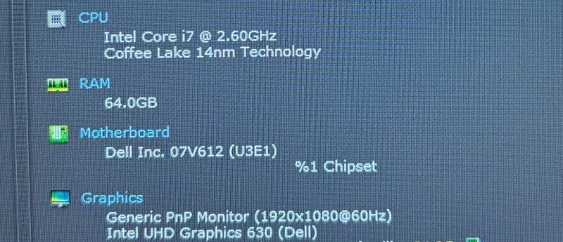 Dell Precision 7740 i7-9750H@2.6GHz RTX 4000 8GB GPU 64GB RAM 512GB SSD Q Lap200