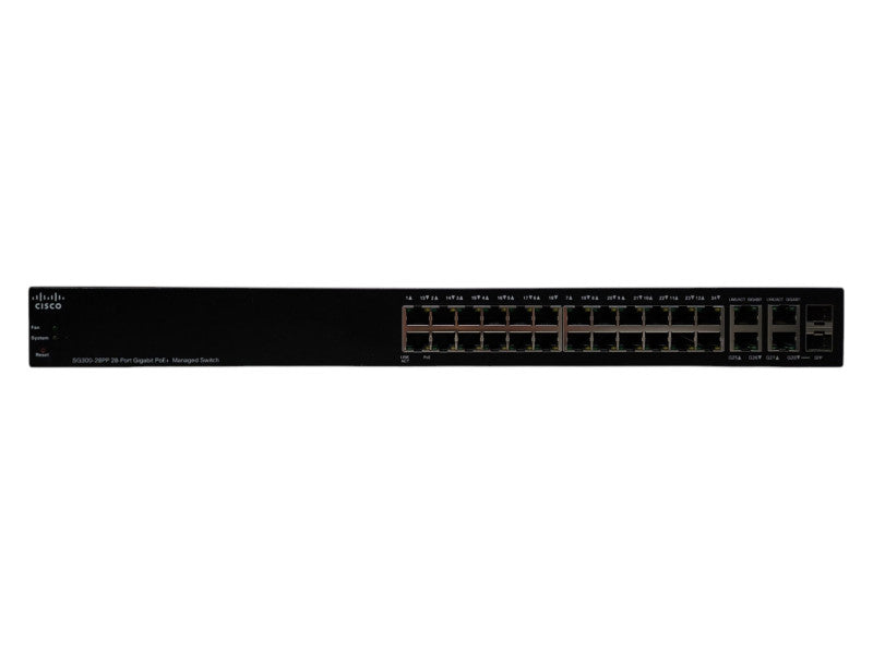 Cisco SG300-28PP, 28-Port Gigabit PoE+ Managed Network Switch, 2x SFP